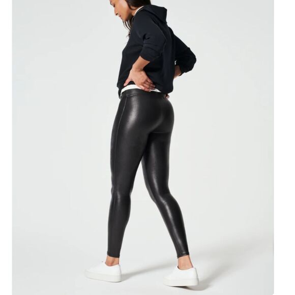Spanx Women's 2437P Plus Size 2X Black Ankle Faux Leather Leggings NWT - Picture 2 of 11